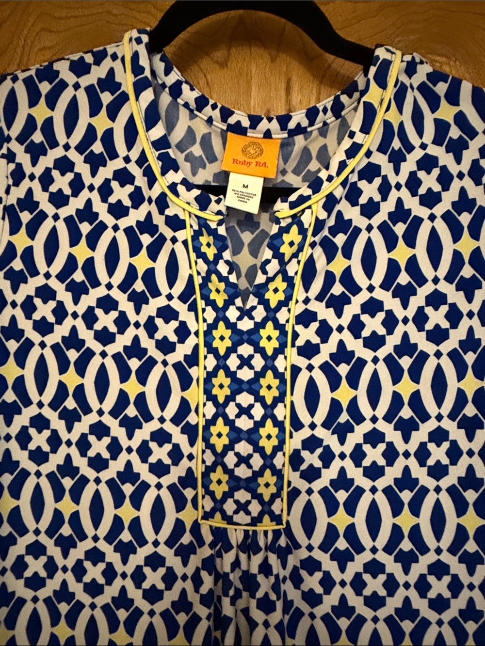 Ruby Rd. Blue, White & Yellow Geometric Tunic - Picture 2 of 6